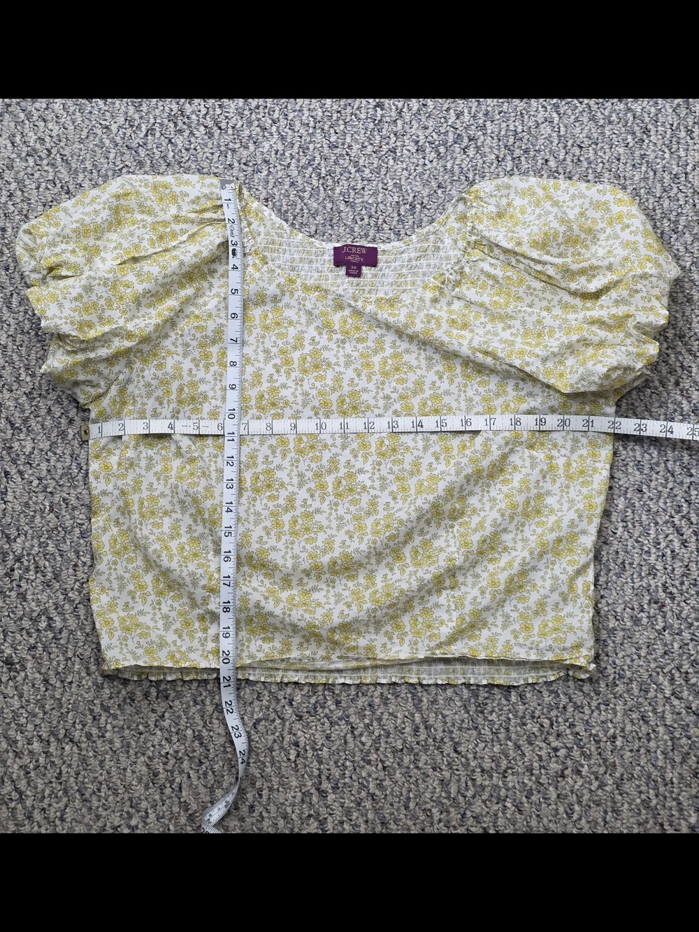 J. Crew White & Yellow Floral Puff-Sleeve Blouse